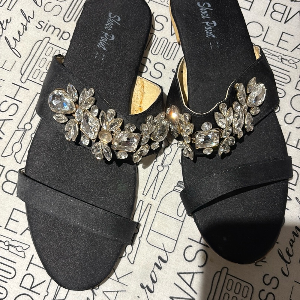 Fancy Satin And Rhine Stone Sandals, by comfy shoes!